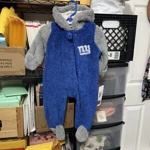 NFL Infant New York Giants Royal/Gray Game Nap Teddy Fleece Bunting - Size 6/9M